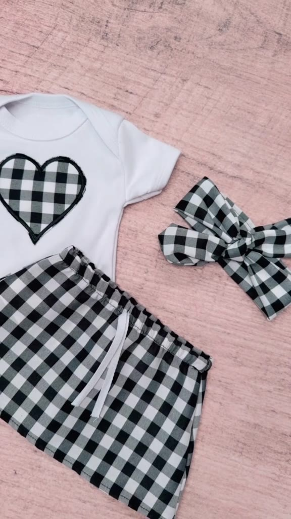 Conjunto Roupa Moda Bebê Menina Algodão infantil Conjuntinho Roupinha PMG Feminino Saia Body Xadrez