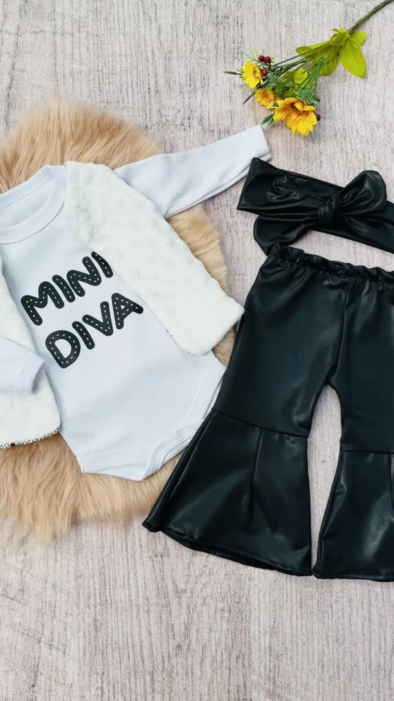 Kit 4 Peças Moda Bebê Menina Algodão infantil Conjuntinho Roupinha PMG Feminino Mini Diva Luxo Fotos