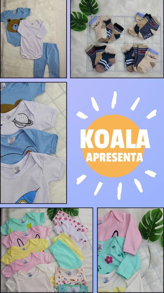 Kit 5 Peças Body Manga Longa Estampado Enxoval Roupa de Bebê