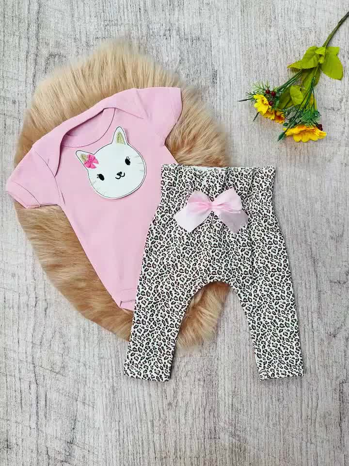 Conjunto Roupa Bebê Menina Body Calça Feminino Algodão Moda Bordado infantil Conjuntinho Roupinha