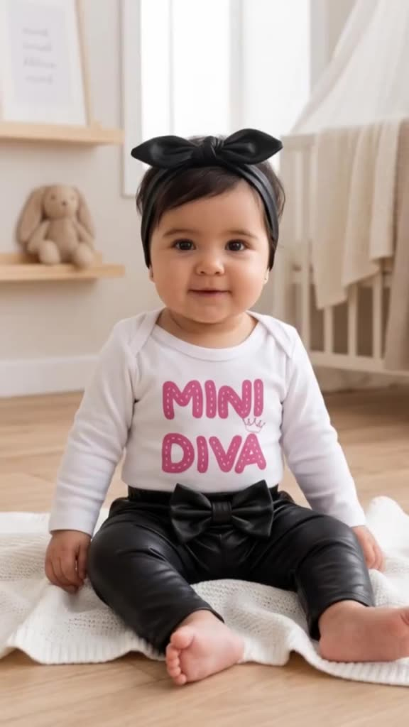 CONJUNTO CONJUNTINHO BLOGUEIRINHA ROUPINHA BEBE PMG MINI DIVA COM FAIXA DE CABELO CALÇA LAÇO ROUPA