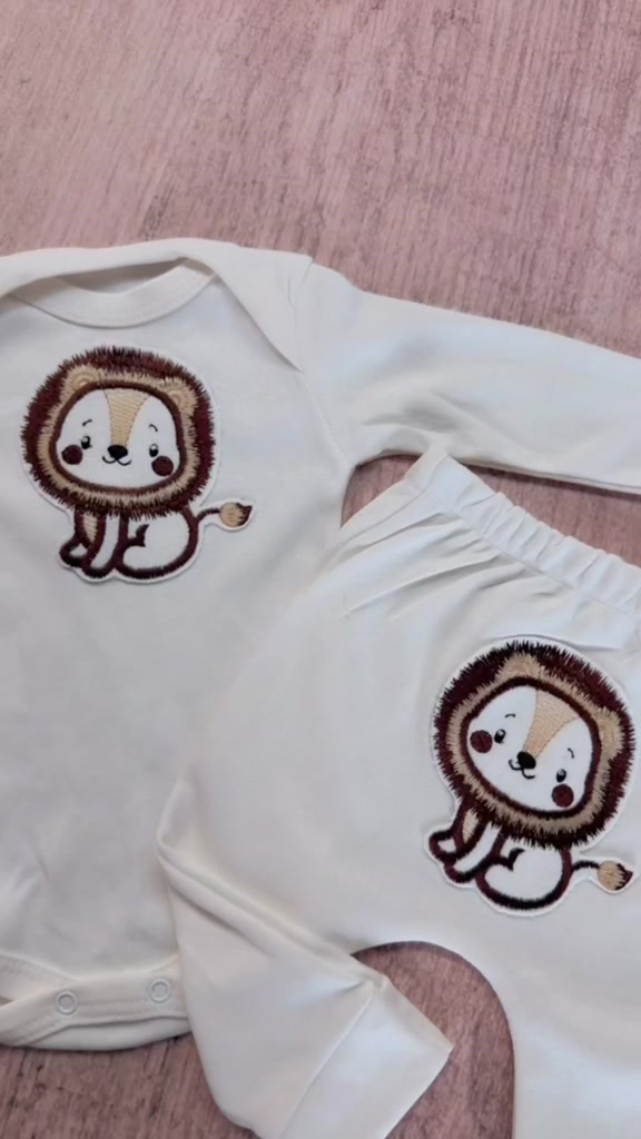 Conjunto Bebe Leaozinho Algodão Roupinha Conjuntinho Moda Baby P M G Para bebês Rn Unissex Confort