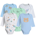 Kit 5 Peças Body Manga Longa Estampado Enxoval Roupa de Bebê