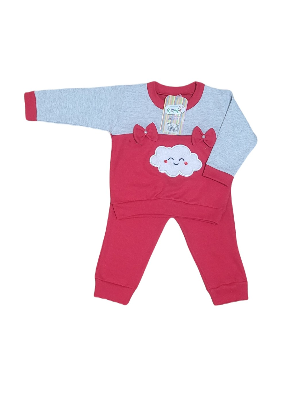 Conjunto Romila Bebê Menina Inverno Blusa Bordada + Calça com Babado Look Bebê Menina