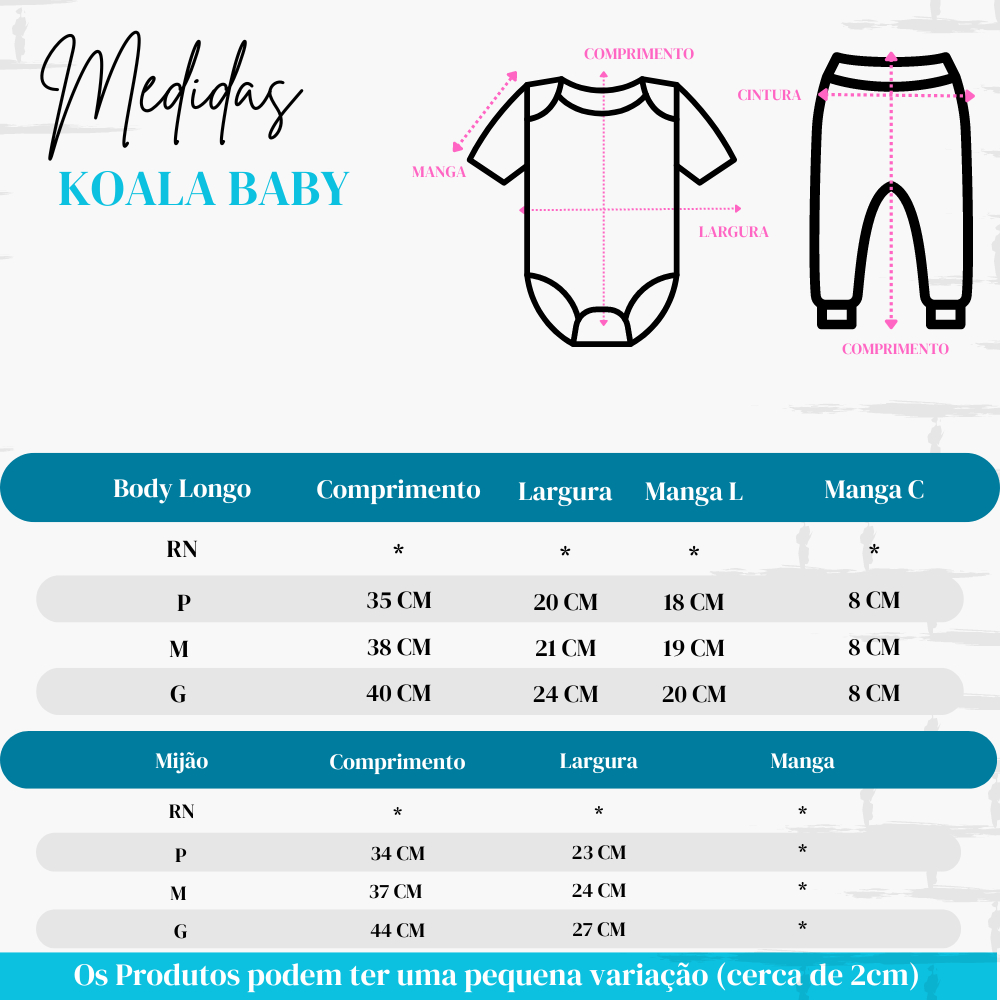 Kit 10 Peças Bebê Body Manga Curta Estampado e Mijão Algodão