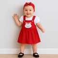 Conjunto Jardineira Bebê Menina Algodão 3 Peças Salopete + Blusinha + Tiara Bordado Roupas de Bebê