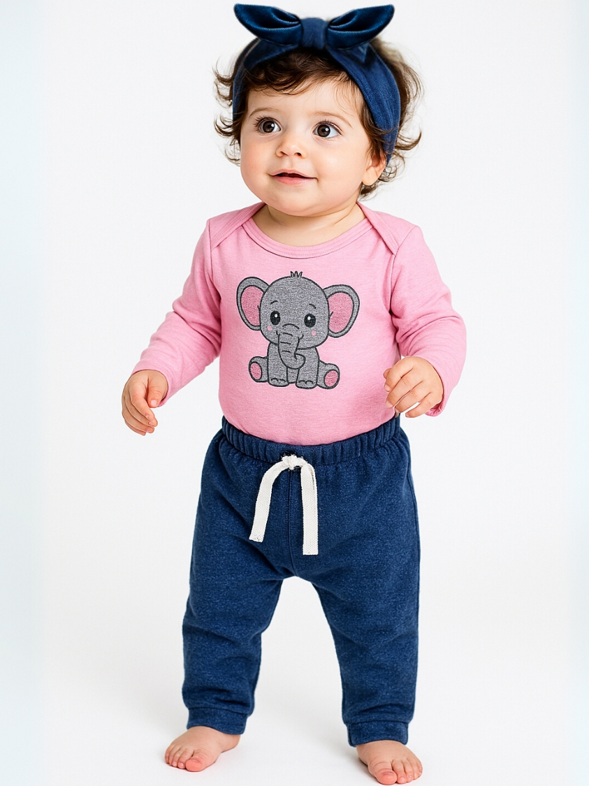 Conjunto Roupa Moda Bebê Menina Algodão infantil Conjuntinho Roupinha Feminino bordado calça e Body