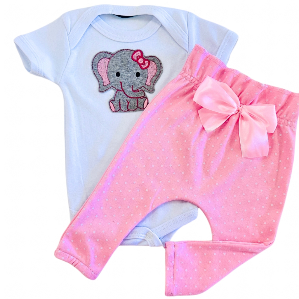 Conjunto Roupa Bebê Menina Body Calça Feminino Algodão Moda Bordado infantil Conjuntinho Roupinha