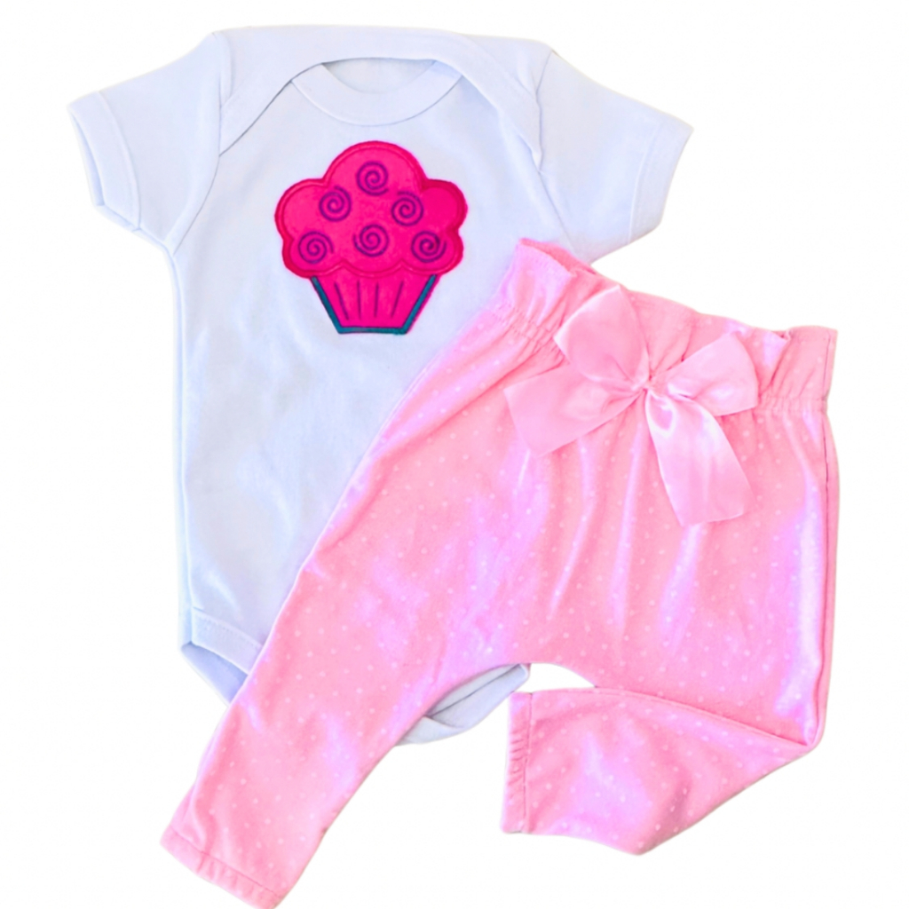 Conjunto Roupa Bebê Menina Body Calça Feminino Algodão Moda Bordado infantil Conjuntinho Roupinha