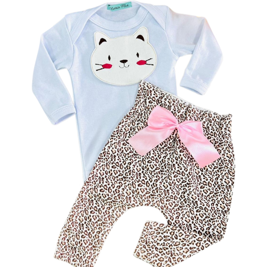 Conjunto Roupa Bebê Menina Body Calça Feminino Algodão Moda Bordado infantil Conjuntinho Roupinha