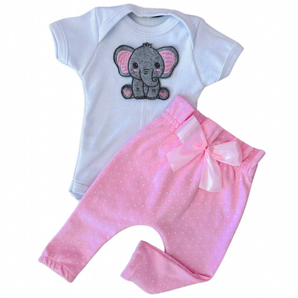 Conjunto Roupa Bebê Menina Body Calça Feminino Algodão Moda Bordado infantil Conjuntinho Roupinha