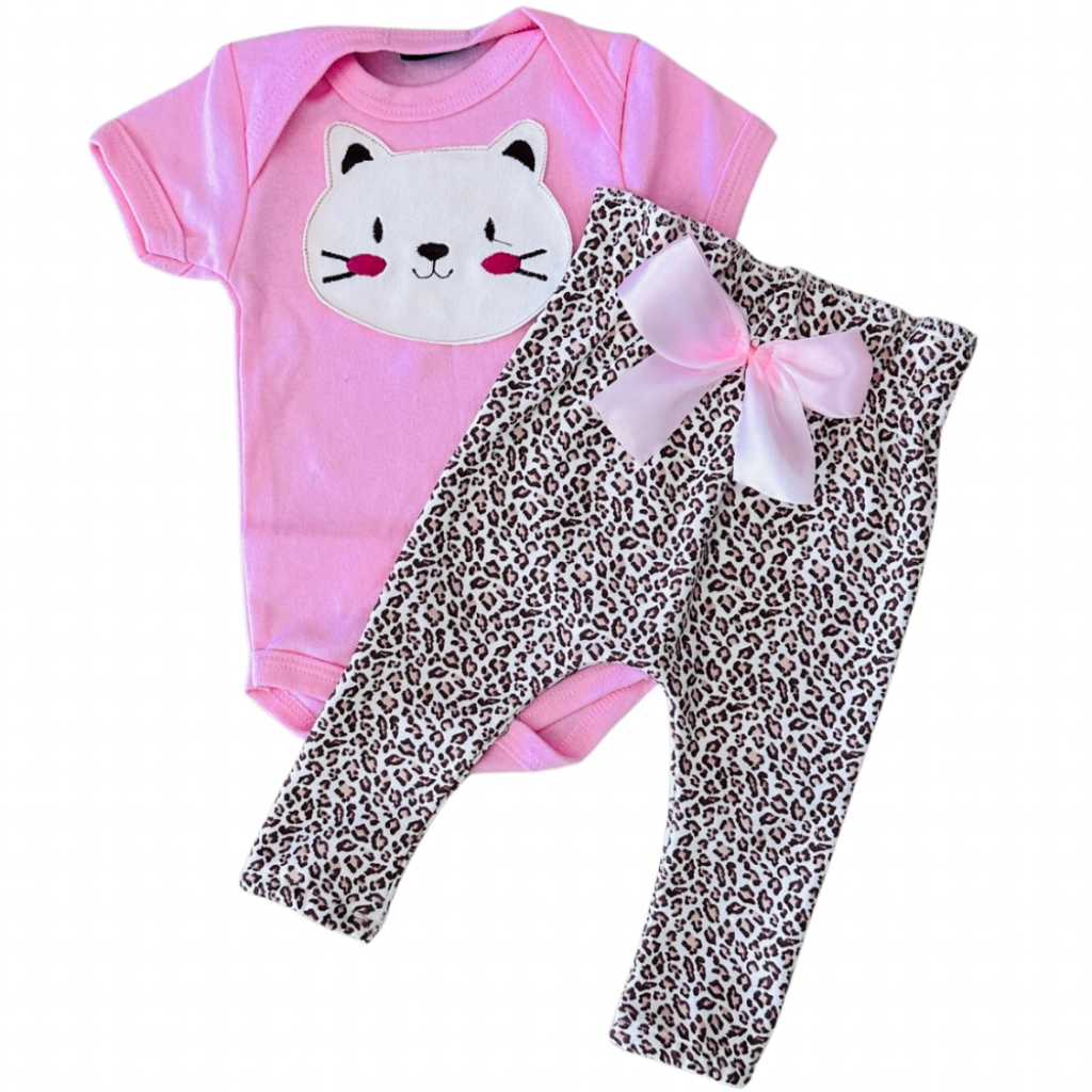Conjunto Roupa Bebê Menina Body Calça Feminino Algodão Moda Bordado infantil Conjuntinho Roupinha