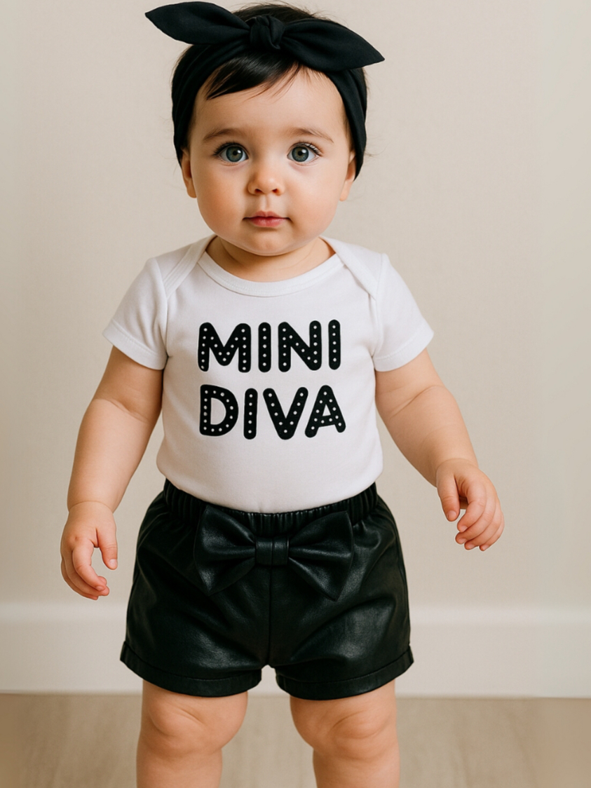 Conjunto Roupa Bebê Menina Body shorts Faixa Algodão Moda Mini Diva infantil Conjuntinho Roupinha
