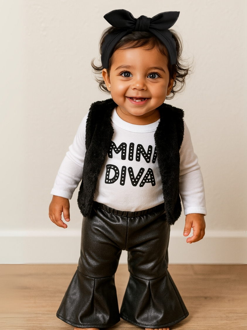 Kit 4 Peças Moda Bebê Menina Algodão infantil Conjuntinho Roupinha PMG Feminino Mini Diva Luxo Fotos