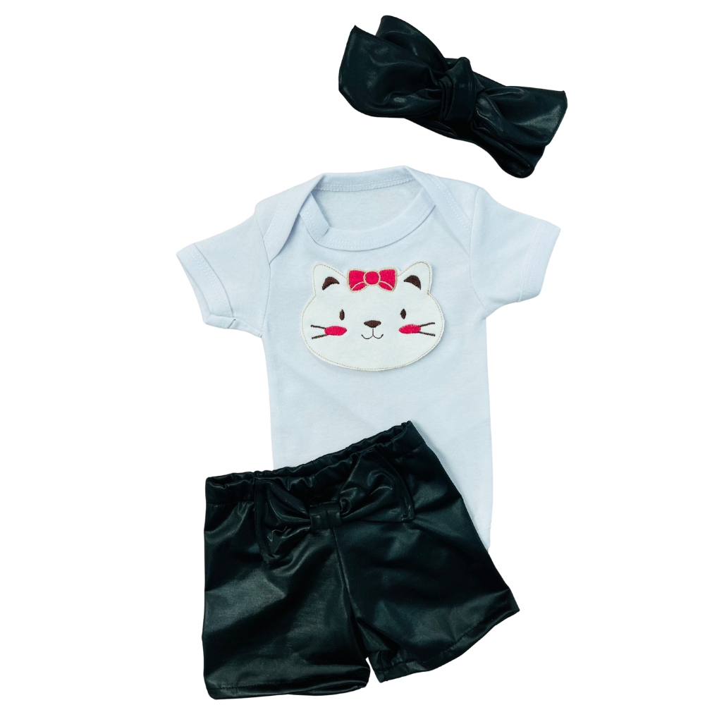 Conjunto Roupa Bebê Menina Body shorts Faixa Algodão Moda Mini Diva infantil Conjuntinho Roupinha