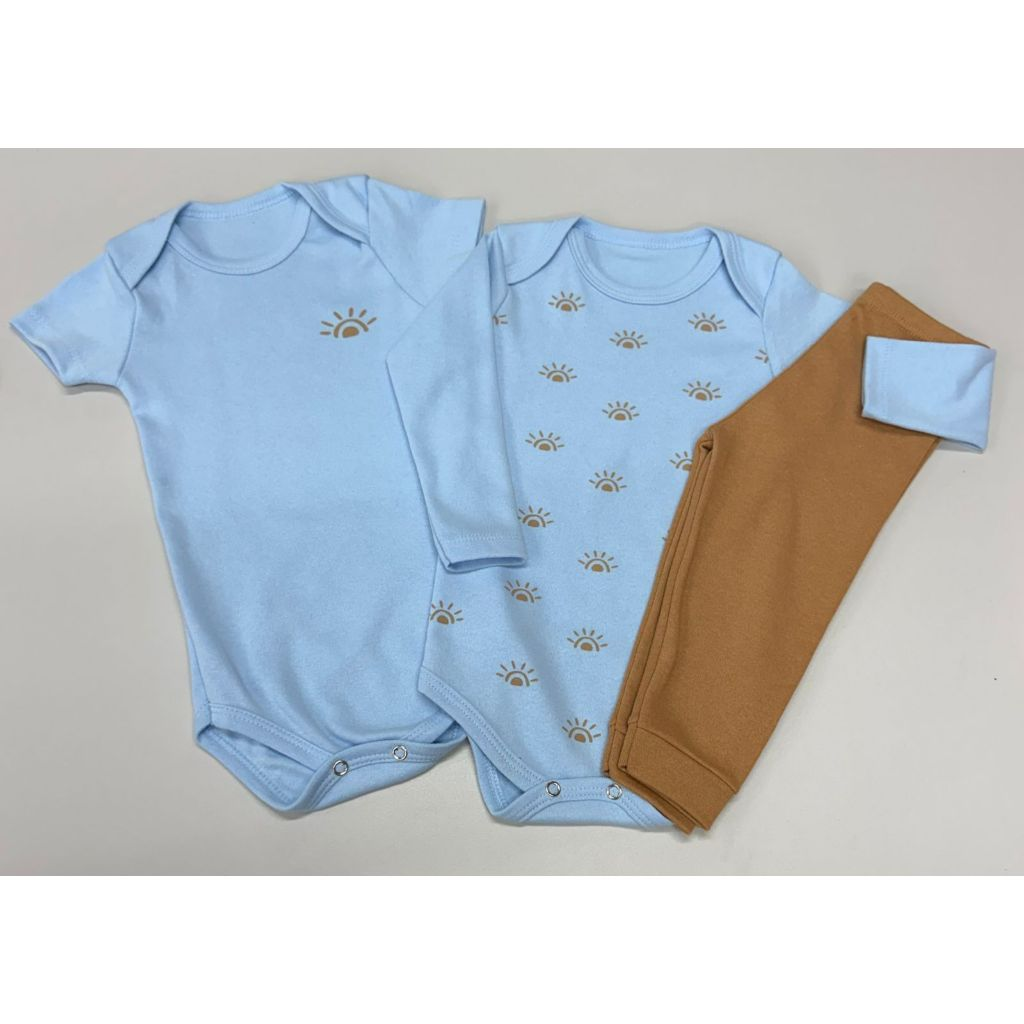 Kit Minimalista 12 peças body bebê manga curta manga longa calça Menino P ao GG