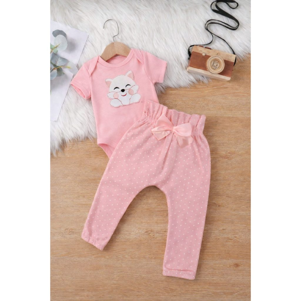 Conjunto Roupa Bebê Menina Body Calça Feminino Algodão Moda Bordado infantil Conjuntinho Roupinha