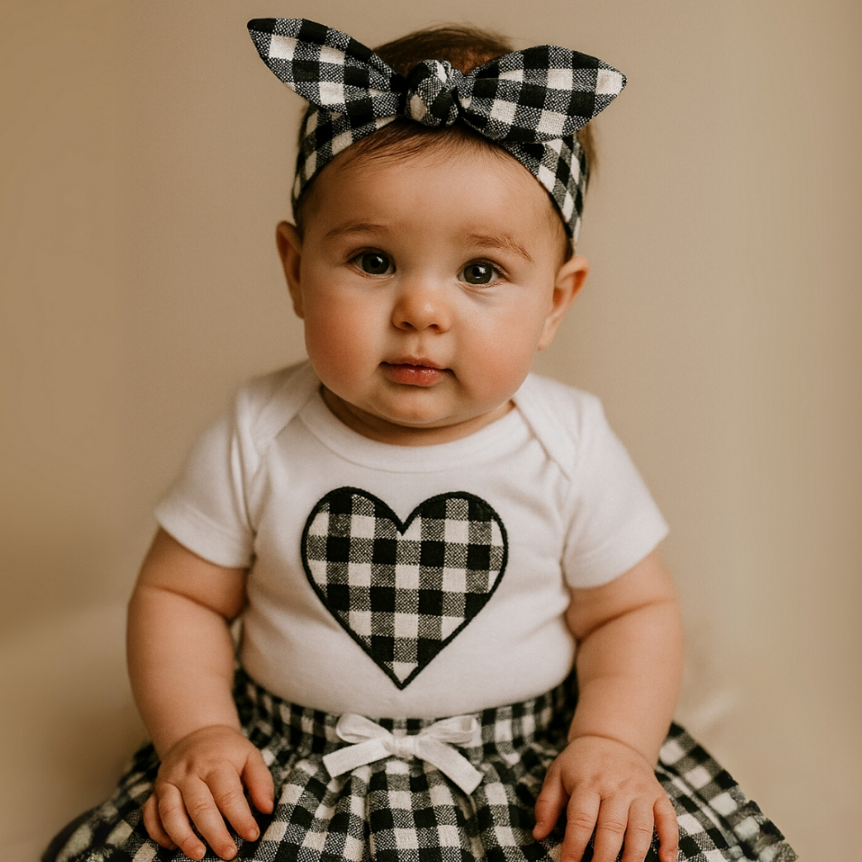 Conjunto Roupa Moda Bebê Menina Algodão infantil Conjuntinho Roupinha PMG Feminino Saia Body Xadrez
