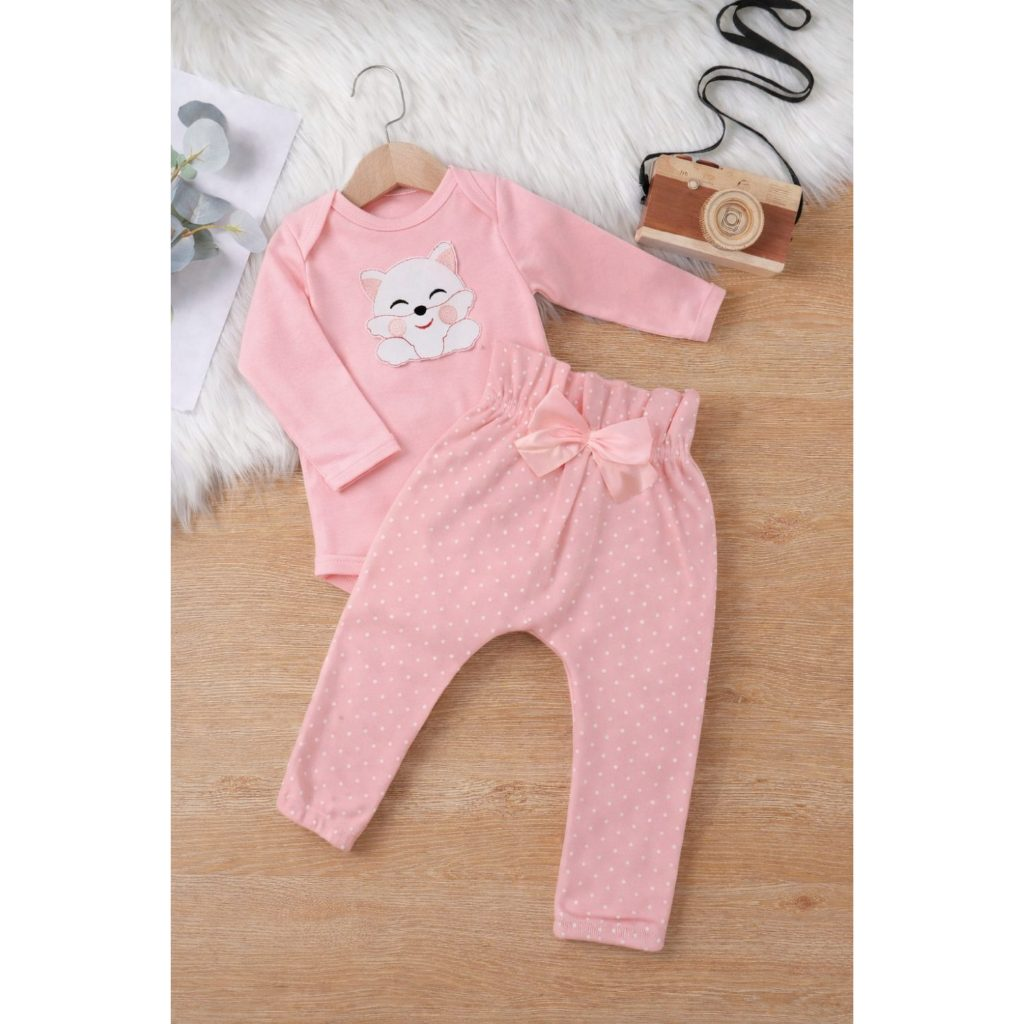 Conjunto Roupa Bebê Menina Body Calça Feminino Algodão Moda Bordado infantil Conjuntinho Roupinha