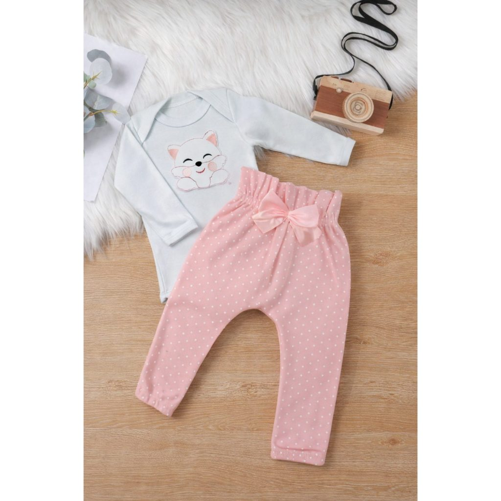 Conjunto Roupa Bebê Menina Body Calça Feminino Algodão Moda Bordado infantil Conjuntinho Roupinha