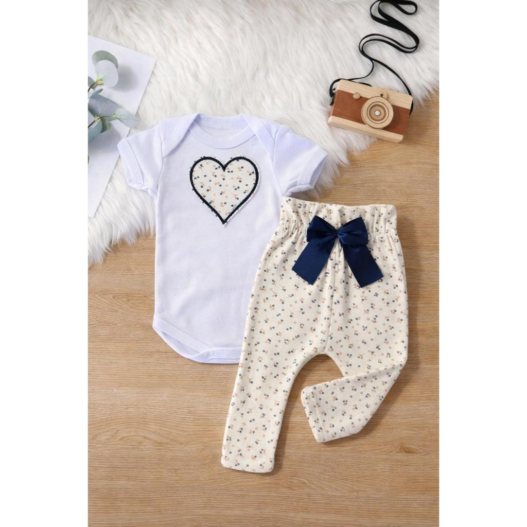 Conjunto Roupa Bebê Menina Body Calça Feminino Algodão Moda Bordado infantil Conjuntinho Roupinha