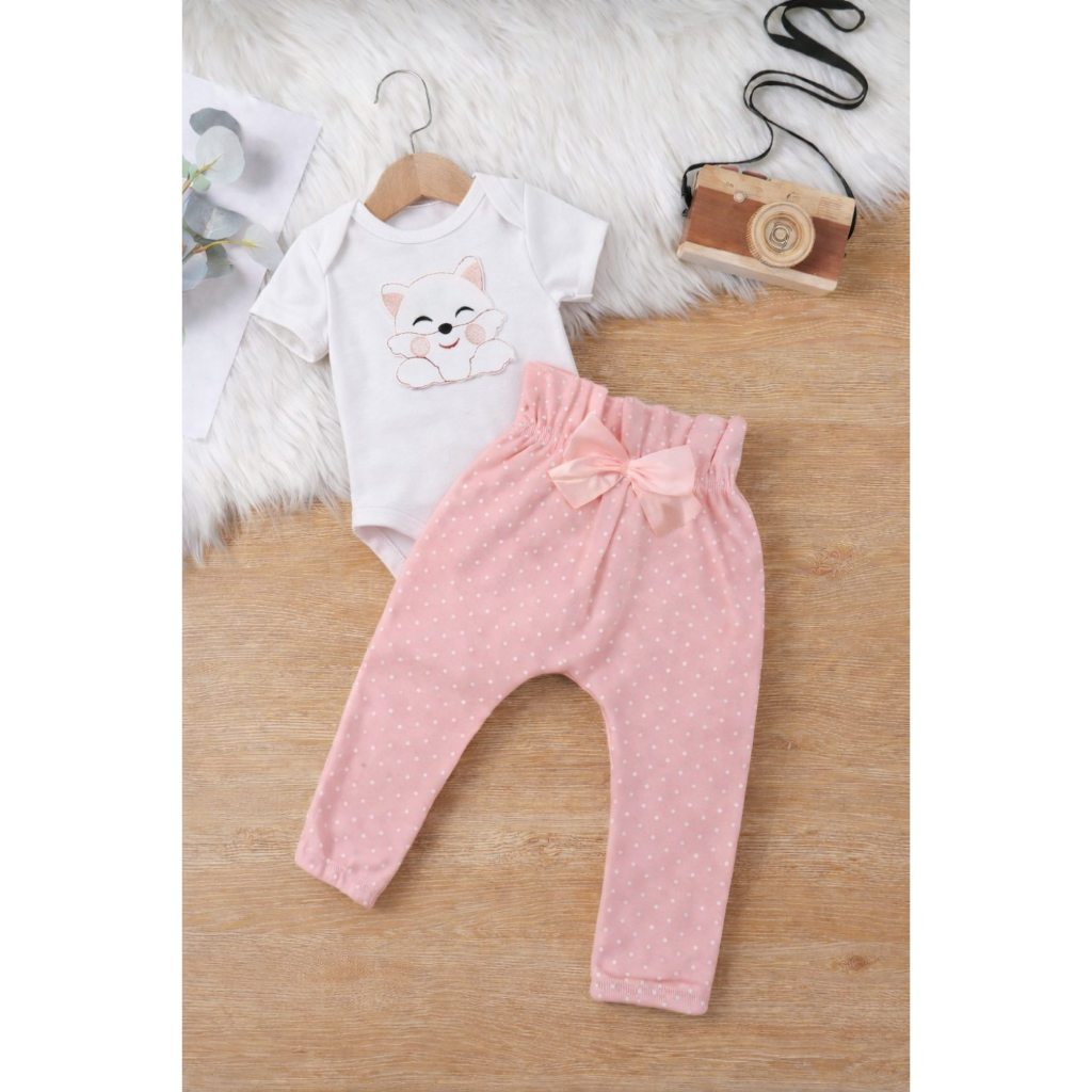 Conjunto Roupa Bebê Menina Body Calça Feminino Algodão Moda Bordado infantil Conjuntinho Roupinha