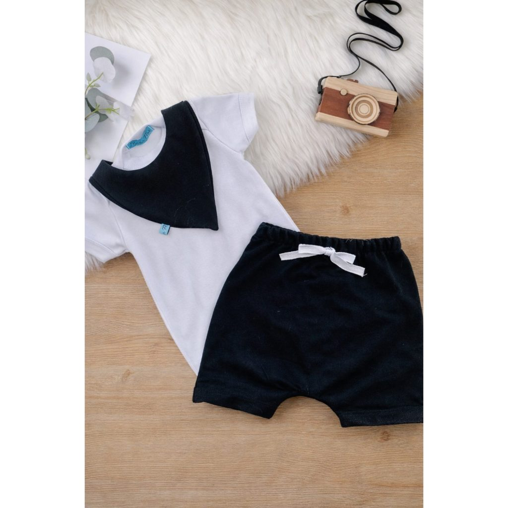 Conjunto Body Bermuda Babador Bebê Menino Masculino Roupa Conjuntinho Roupinha PMG Masculino Barato