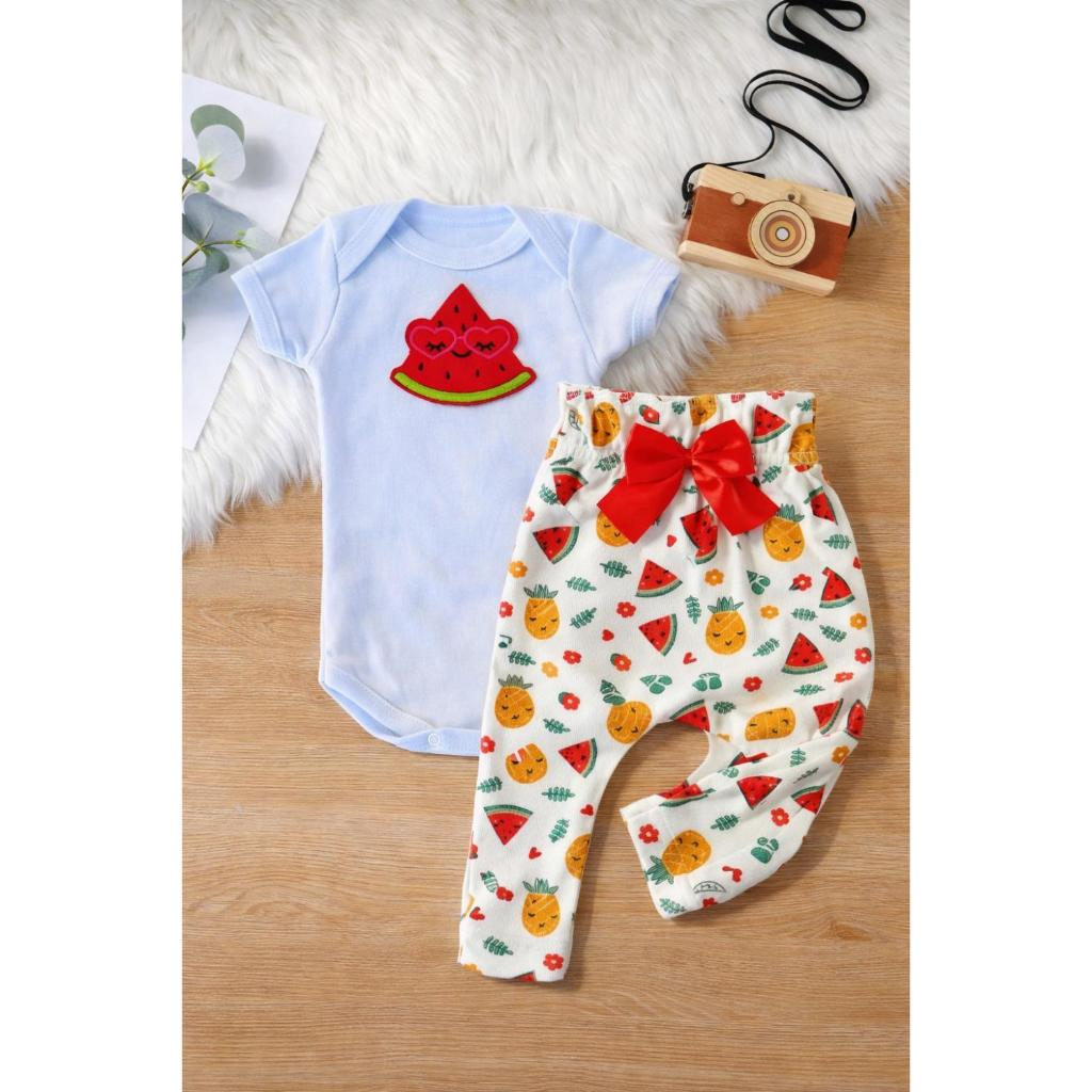Conjunto Roupa Bebê Menina Body Calça Feminino Algodão Moda Bordado infantil Conjuntinho Roupinha