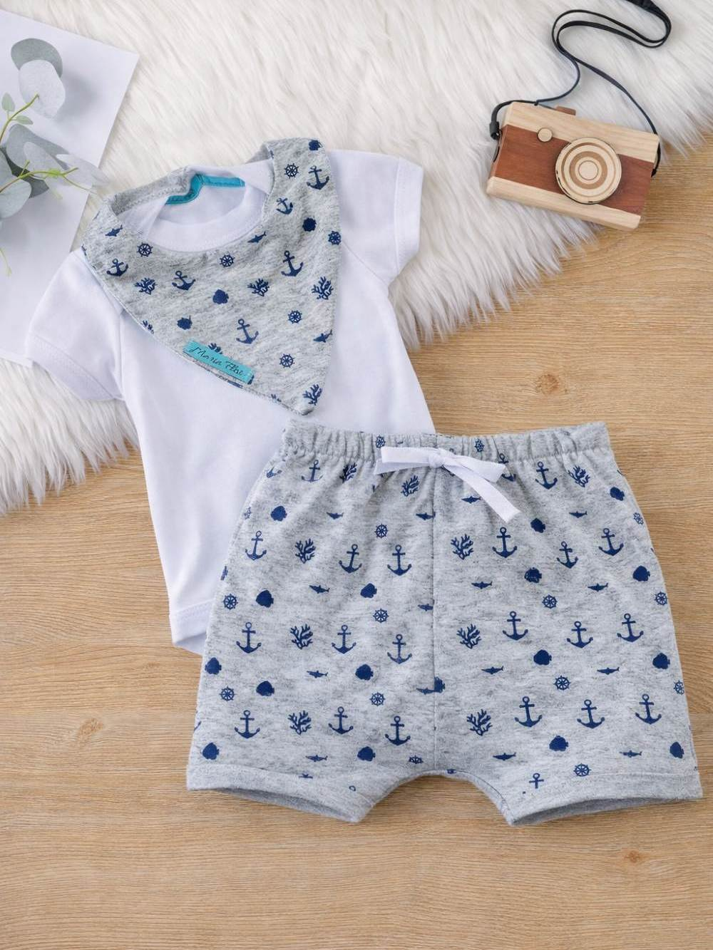 Conjunto Roupa Moda Bebê Menino Algodão infantil Conjuntinho Roupinha PMG Masculino Shorts Body bab