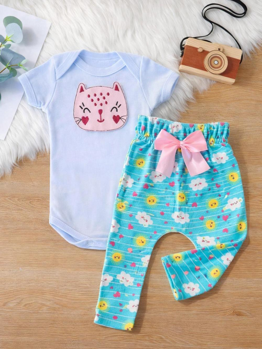 Conjunto Roupa Bebê Menina Body Calça Feminino Algodão Moda Bordado infantil Conjuntinho Roupinha