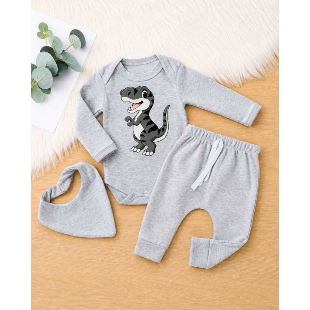 Conjunto Bebe Menino Dino Dinossauro Roupa Roupinha Conjuntinho Infantil PMG Baby frio Inverno baby