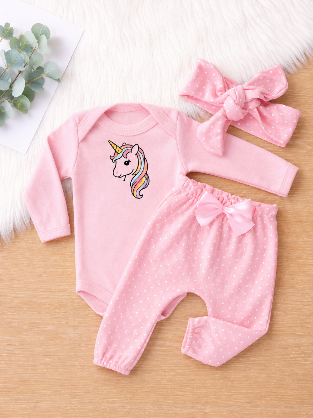 Conjunto Roupinha Roupa Bebe Menina Algodão laço de cabelo Modinha Inverno Frio Conjuntinho 3 pçs
