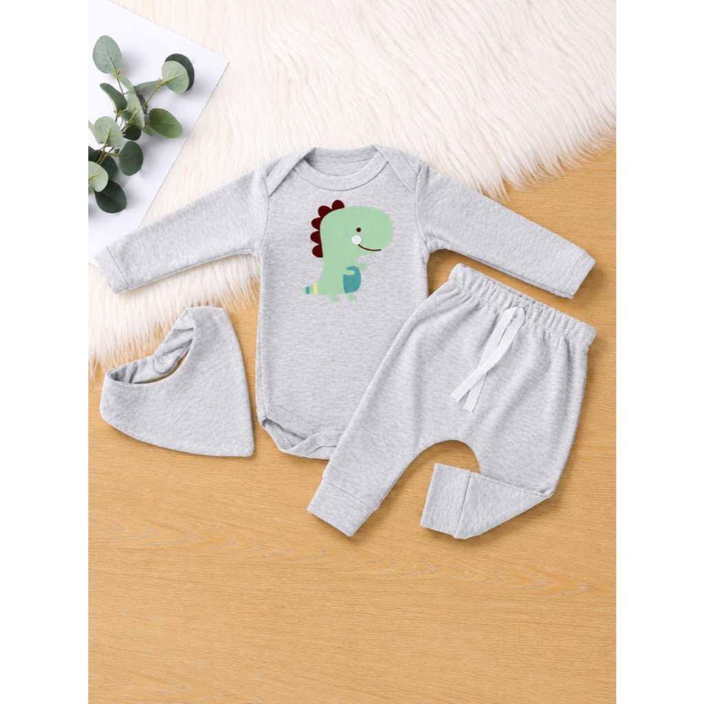 Conjunto Bebe Menino Dino Dinossauro Roupa Roupinha Conjuntinho Infantil PMG Baby frio Inverno baby