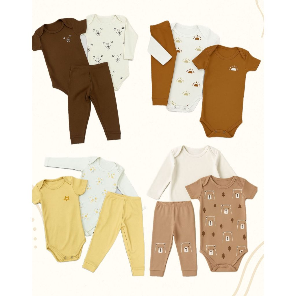 Kit Minimalista 12 peças body bebê manga curta manga longa calça Menino P ao GG