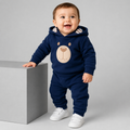 Conjunto Bebê Menino em Soft Bordado Capuz com Orelhinha 2 Peças Casaco + Calça para Bebês