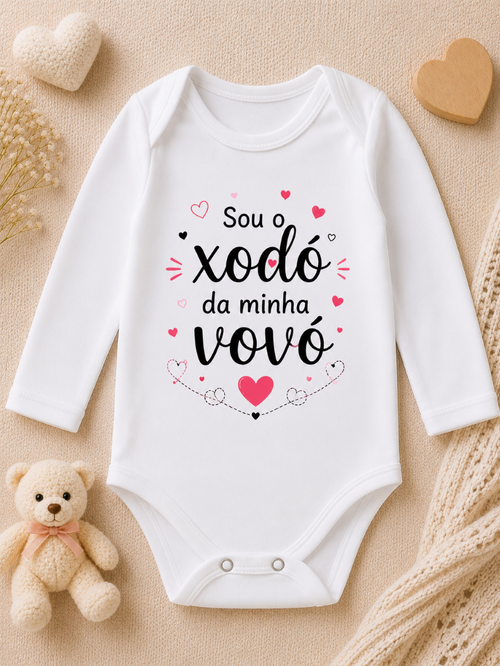 Body Bebê Feminino Sou o Xodó da Minha Vovó 100% Algodão Manga Curta Roupa de Bebê Menina Presente
