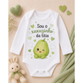 Body Bebê Menino Manga Longa 100% Algodão Estampado Sou o Xuxuzinho da Titia Roupa Infantil Presente