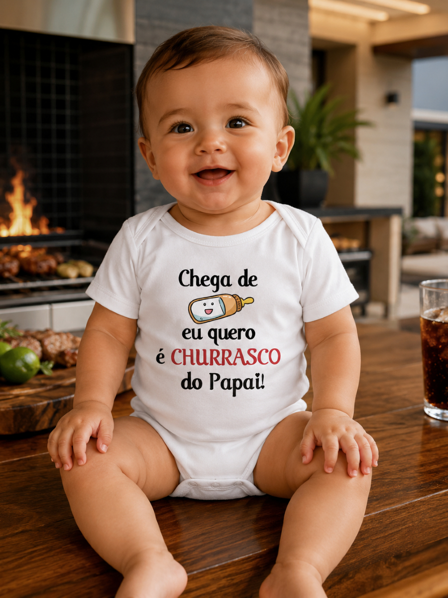 Body Bebê Churrasco do Papai Manga Curta 100% Algodão Unissex Roupa Divertida para Bebê Presente Dia dos Pais