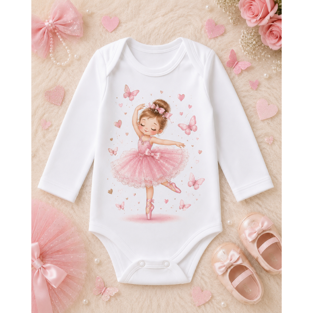 Body Bebê Manga Longa Estampado 100% Algodão Menina e Menino Roupa Infantil Enxoval P M G