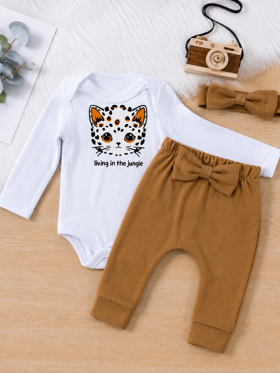 Conjunto Bebê Menina Roupinha Conjuntinho Algodão PMG Urso Inverno Frio Moda Baby Bordado Faixa