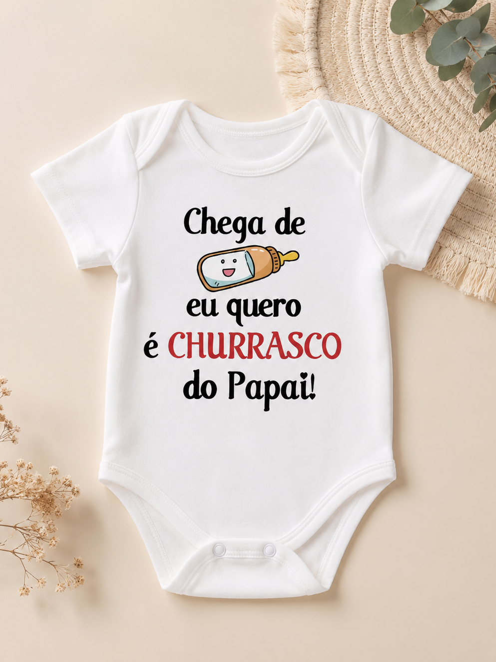 Body Bebê Churrasco do Papai Manga Curta 100% Algodão Unissex Roupa Divertida para Bebê Presente Dia dos Pais