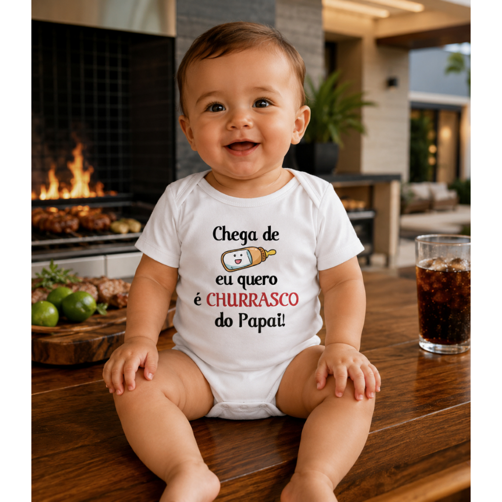 Body Bebê Churrasco do Papai Manga Curta 100% Algodão Unissex Roupa Divertida para Bebê Presente Dia dos Pais