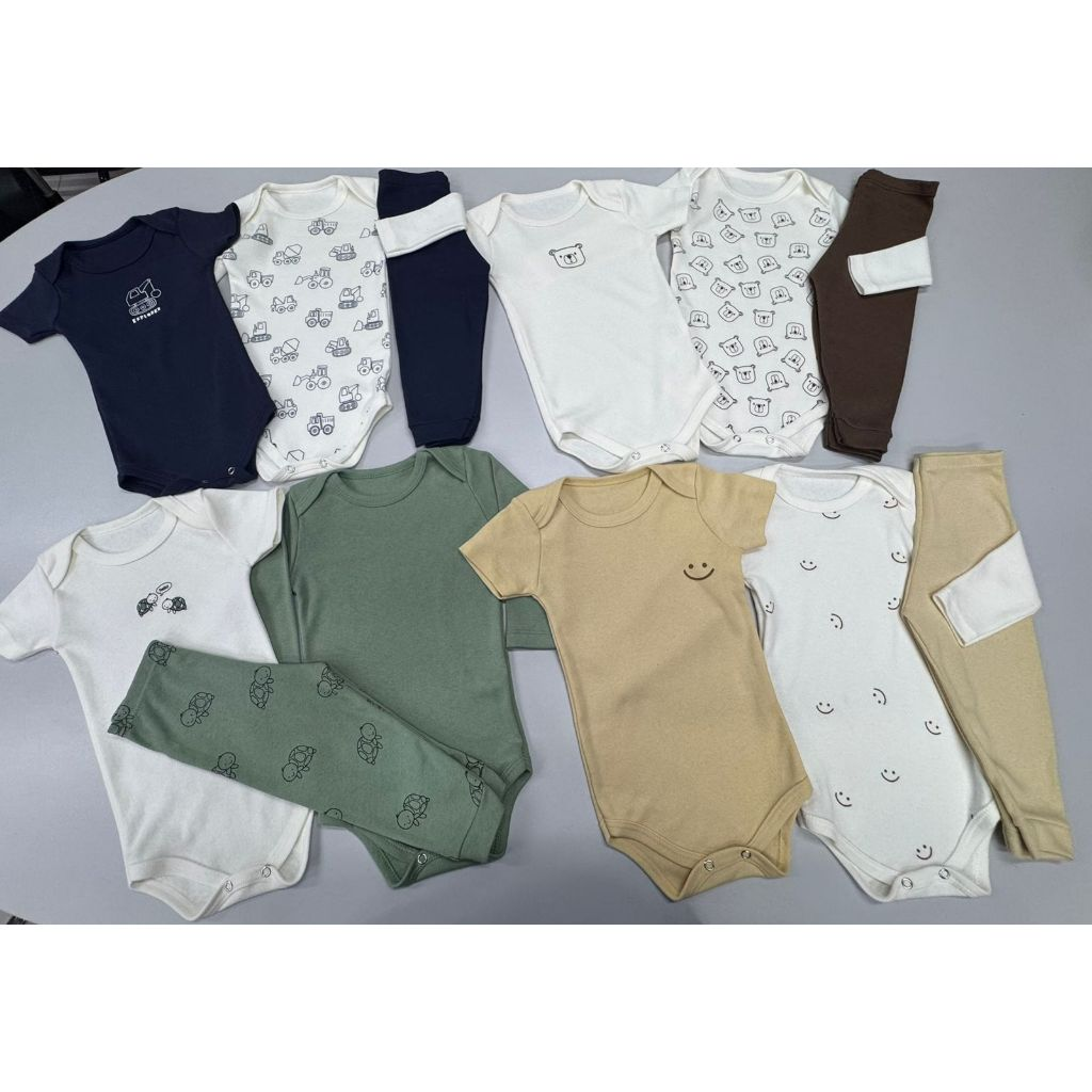 Kit Minimalista 12 peças body bebê manga curta manga longa calça Menino P ao GG