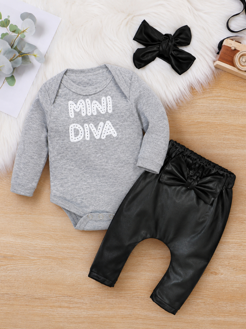 CONJUNTO CONJUNTINHO BLOGUEIRINHA ROUPINHA BEBE PMG MINI DIVA COM FAIXA DE CABELO CALÇA LAÇO ROUPA