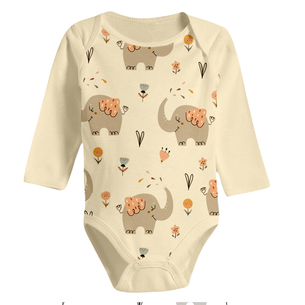 Kit 5 Peças Body Manga Longa Estampado Enxoval Roupa de Bebê