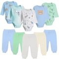 Kit 10 Peças Roupinhas de Bebê Body Longo Liso ou Estampado e Mijão